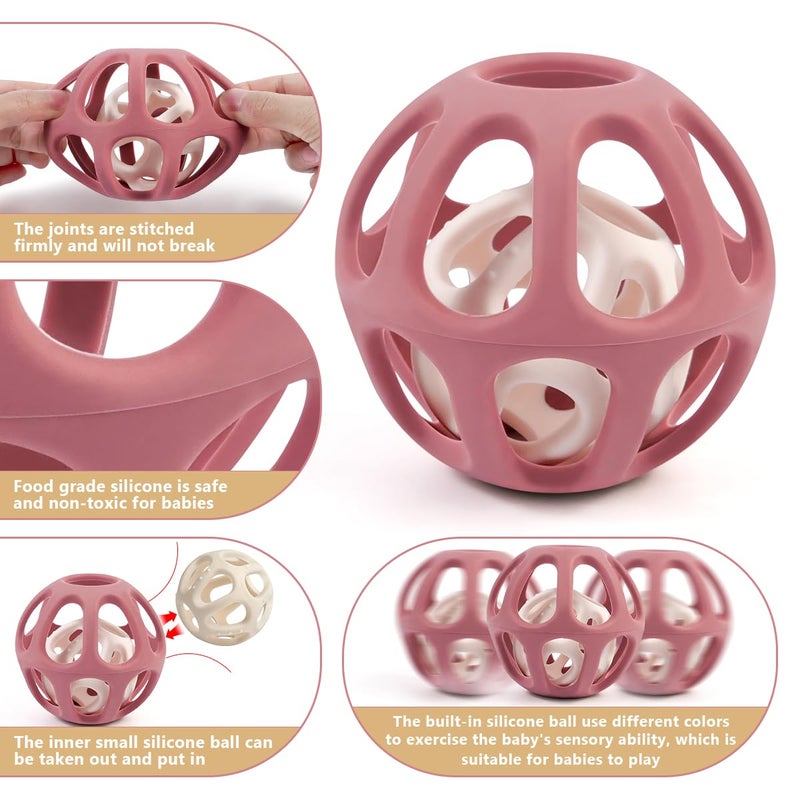 MCGMITT Sensory Balls for Baby Food Grade Stretchy Silicone Infant Ball Easy Grasp Ball for Babies 012 Months BPAFree Montessori Learning Toy Developmental Teething Toys Baby Shower Gifts - Image 4