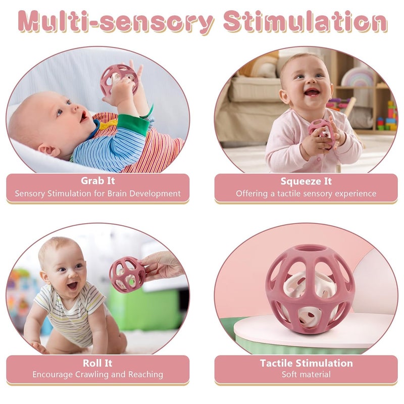 MCGMITT Sensory Balls for Baby Food Grade Stretchy Silicone Infant Ball Easy Grasp Ball for Babies 012 Months BPAFree Montessori Learning Toy Developmental Teething Toys Baby Shower Gifts - Image 5