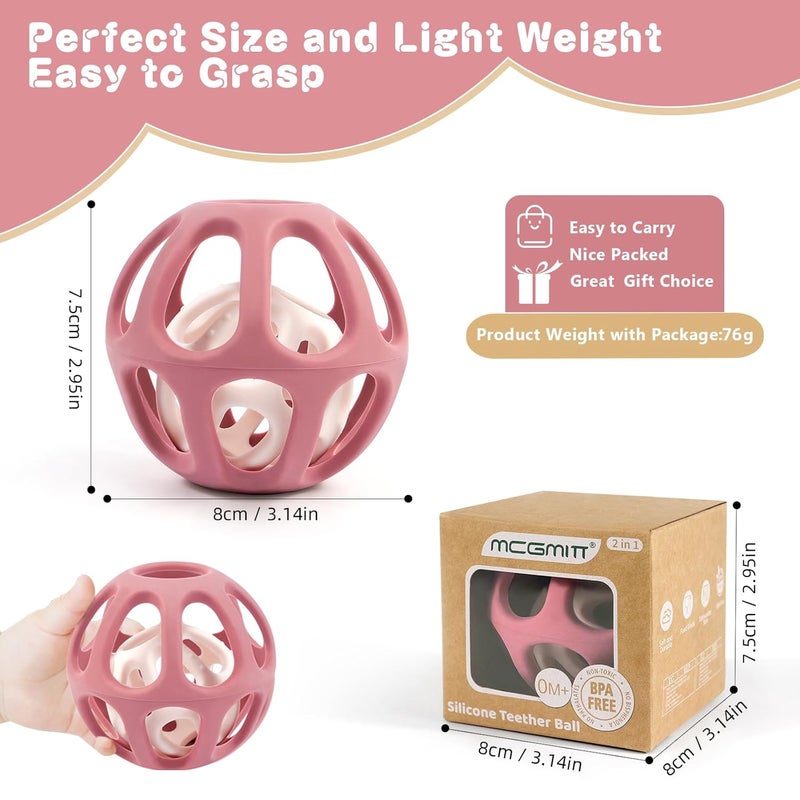 MCGMITT Sensory Balls for Baby Food Grade Stretchy Silicone Infant Ball Easy Grasp Ball for Babies 012 Months BPAFree Montessori Learning Toy Developmental Teething Toys Baby Shower Gifts - Image 3