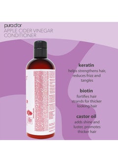 Pura d'or 16 Oz Apple Cider Vinegar Thin2Thick Conditioner - Biotin, Keratin, Caffeine, Castor Oil & Key Active Ingredients for All Hair Types, Men & Women  - Image 2