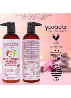 Pura d'or 16 Oz Apple Cider Vinegar Thin2Thick Conditioner - Biotin, Keratin, Caffeine, Castor Oil & Key Active Ingredients for All Hair Types, Men & Women  - Image 4