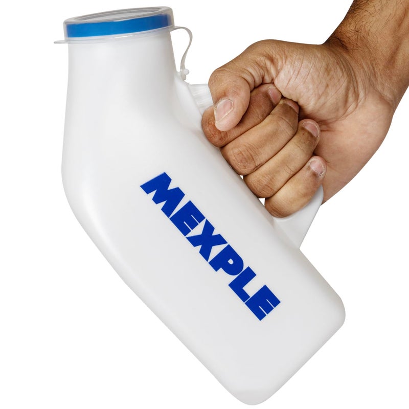 MEXPLE وعاء بولي للذكور UroTank، وعاء بول للرجال، قمع بول، وعاء بول طبي محمول وآمن بسعة 1200 مل، زجاجة بول للمرضى، أبيض - Image 1