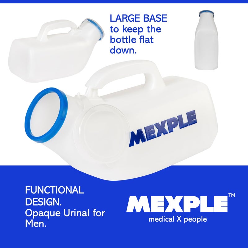 MEXPLE وعاء بولي للذكور UroTank، وعاء بول للرجال، قمع بول، وعاء بول طبي محمول وآمن بسعة 1200 مل، زجاجة بول للمرضى، أبيض - Image 3