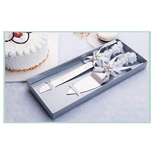 TIHOOD Set of 2 Rustic Wedding Cake Knife and Serving Set with Twine Heart Love Wood Tag Burlap Lace Wedding Cake Knife - Image 3