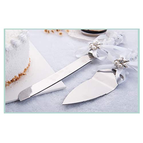 TIHOOD Set of 2 Rustic Wedding Cake Knife and Serving Set with Twine Heart Love Wood Tag Burlap Lace Wedding Cake Knife - Image 4