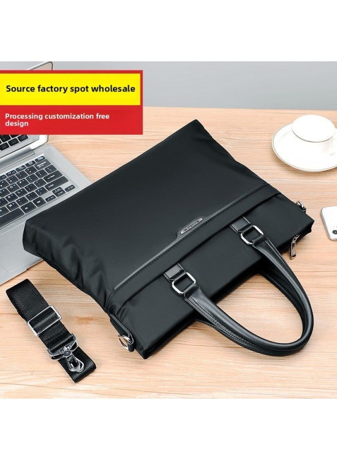 Men's Briefcase Business Commuter Office Bag Custom Logo Waterproof Large Capacity Oxford Meeting Attendance Bag-Color:Blue-Size:38*28.5*6 - Image 4