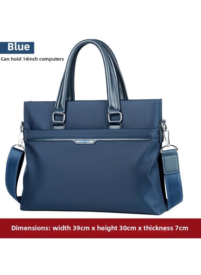 Men's Briefcase Business Commuter Office Bag Custom Logo Waterproof Large Capacity Oxford Meeting Attendance Bag-Color:Blue-Size:38*28.5*6 - Image 1