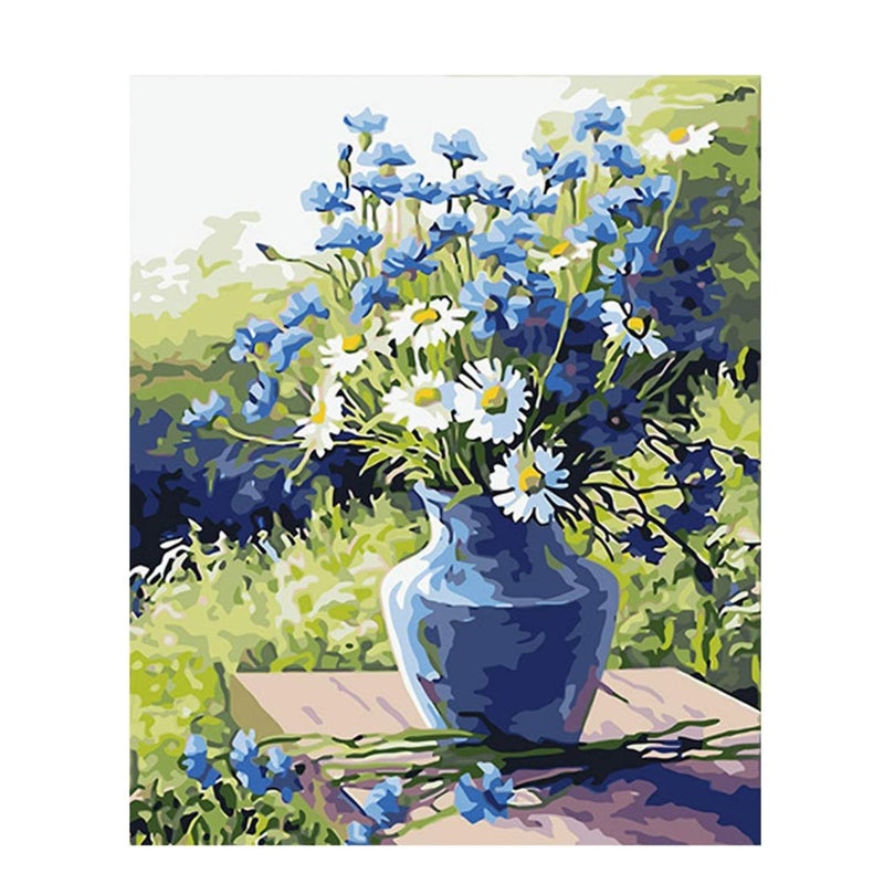 SOLARAE DIY Paint by Numbers, Canvas Oil Painting Kit for Kids & Adults, Drawing Paintwork with Paintbrushes, Acrylic Pigment, 16" W x 20" L (Daisy) - Image 1