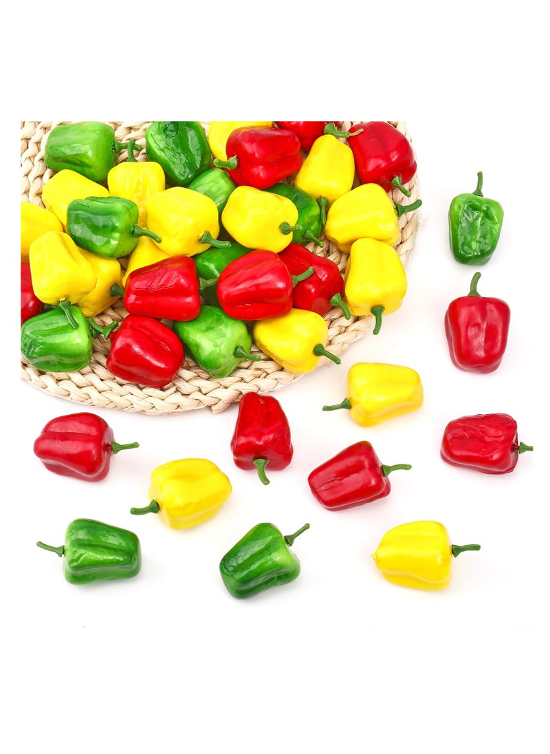 Generic 60Pcs Foam Fruit Artificial Bell Pepper, Simulation Realistic Lifelike Models Artificial Vegetables, for Party Autumn Supplies Farmhouse Restaurant Photography Props, Mixed Color (3 Colors)  - Image 1