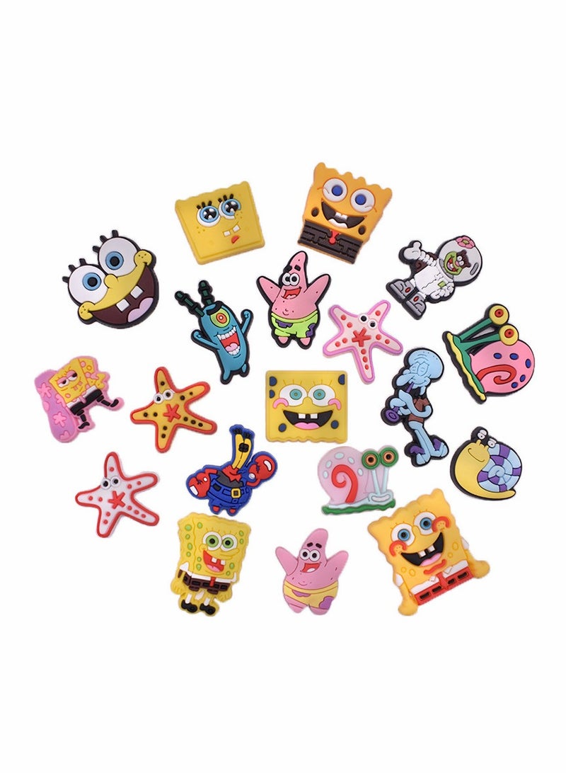 KASTWAVE Shoe Decoration Charms, 19 PCS Mixed PVC Shoe Charms for Crocs Charm, PVC Shoe Charms for Croc, Different Shapes, Hole Hole Shoes Buckle, Party Gift for dult Men Women Kids and Teens Girls - Image 1