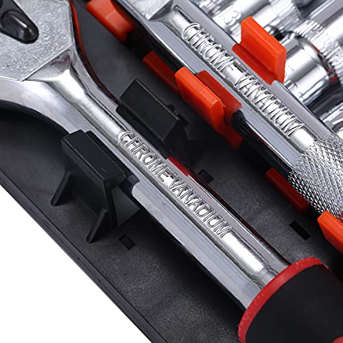 KATSU Tools 1/2 Inch Socket Set 12Pcs, 10-24mm Metric Drive with 24-Teeth Quick-Released Ratchet Wrench and 5" Extension Bar, High Grade Chrome Vanadium Steel, Auto Repairing Garage Tool 420343 - Image 2