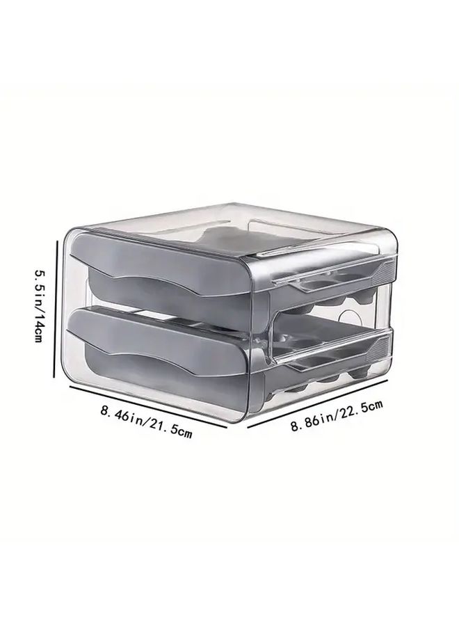 Gray Stackable 2 Layer Drawer Egg Storage Organizer For RV Refrigerator - Image 5