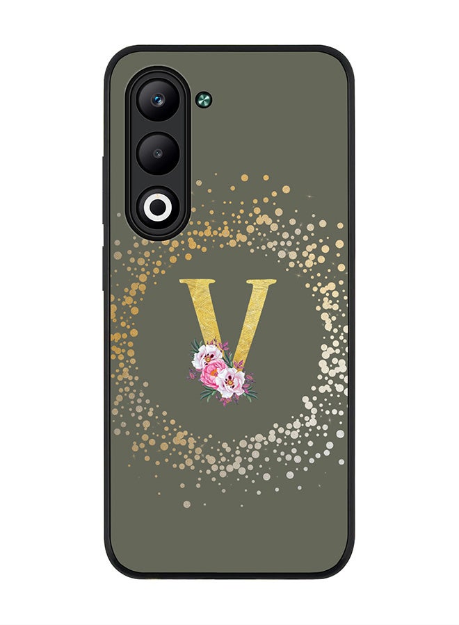Stylizedd For Oppo A5 5G / A5 4G Case,Slim fit Camera Protection, Shockproof Thin Phone cover  - Custom Monogram Floral - V  (Olive Green )