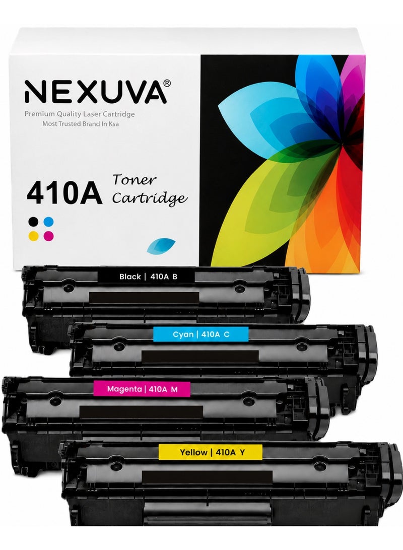 NEXUVA ROXY 410A/410X (set) Compatible toner Cartridges for, CF410AX/A CF411A CF412A CF413A M477FDW Toner Cartridge for HP Laserjet Pro MFP M477fdw M477fnw M477fdn Pro M452dn M452dw M452nw - Image 1