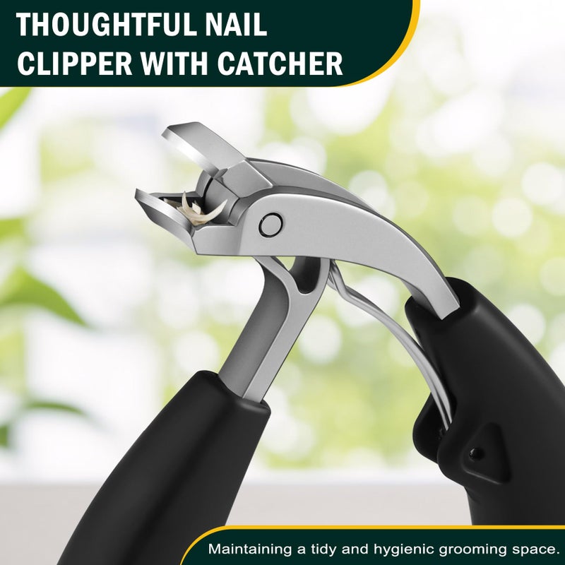 FVION Innovative angled Head Toenail Clippers, Professional Ingrown Toe Nail Clippers for Thick Nails Seniors, Slanted Nail Clippers with Catcher, Pedicure Toenail Cutters Toenail Scissors - Image 5