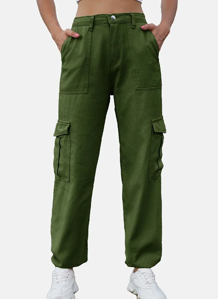 يونيكي Green Regular Fit Mid Rise Plain Cargo Pant