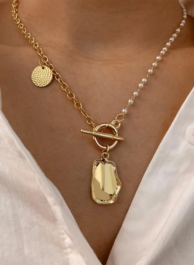 Styli Dual Drop Embellished Necklace
