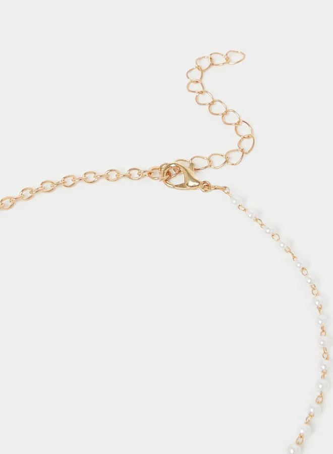 Styli Dual Drop Embellished Necklace