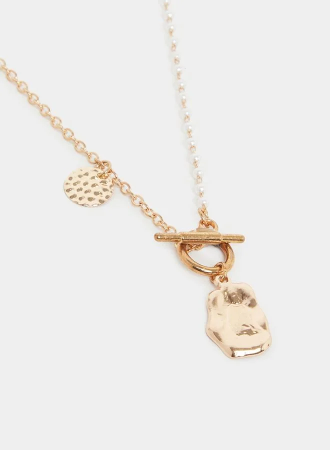 Styli Dual Drop Embellished Necklace