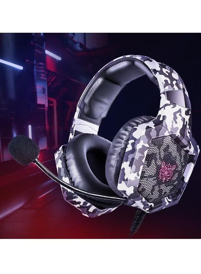 onikuma K8 Wired Stereo Gaming Headphones with Mic – LED Lights, Noise-Canceling Microphone, Over-Ear Design, High-Quality Sound for Gaming, Music, and Communication - Image 3