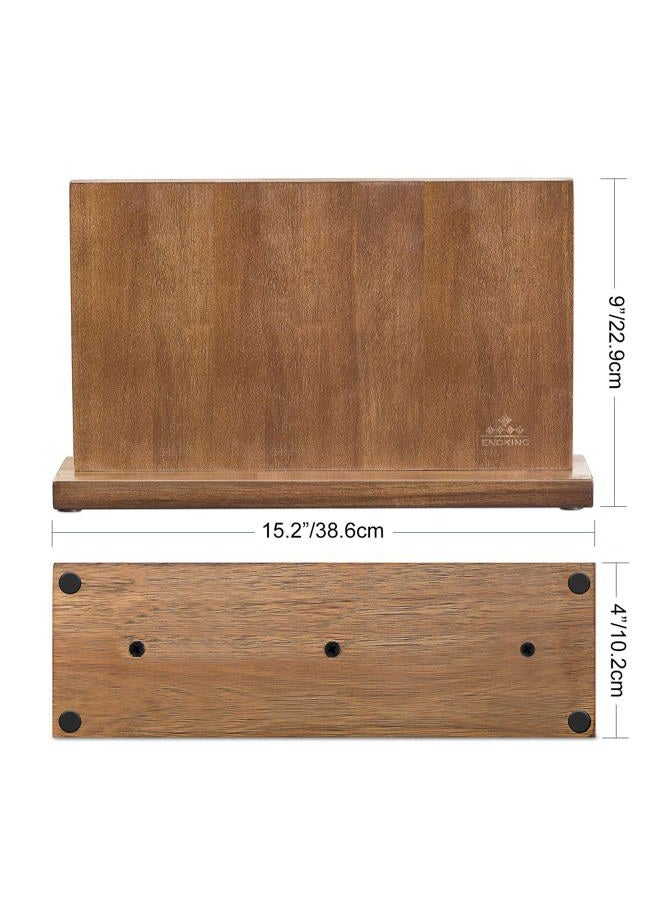 ENOKING Extra Large Magnetic Knife Block, 15.2-In Acacia Wood Knife Holder for Home Kitchen, Universal Knife Holder Stand with Strong Enhanced Magnets for Safe and Multifunctional Knife Storage - Image 5