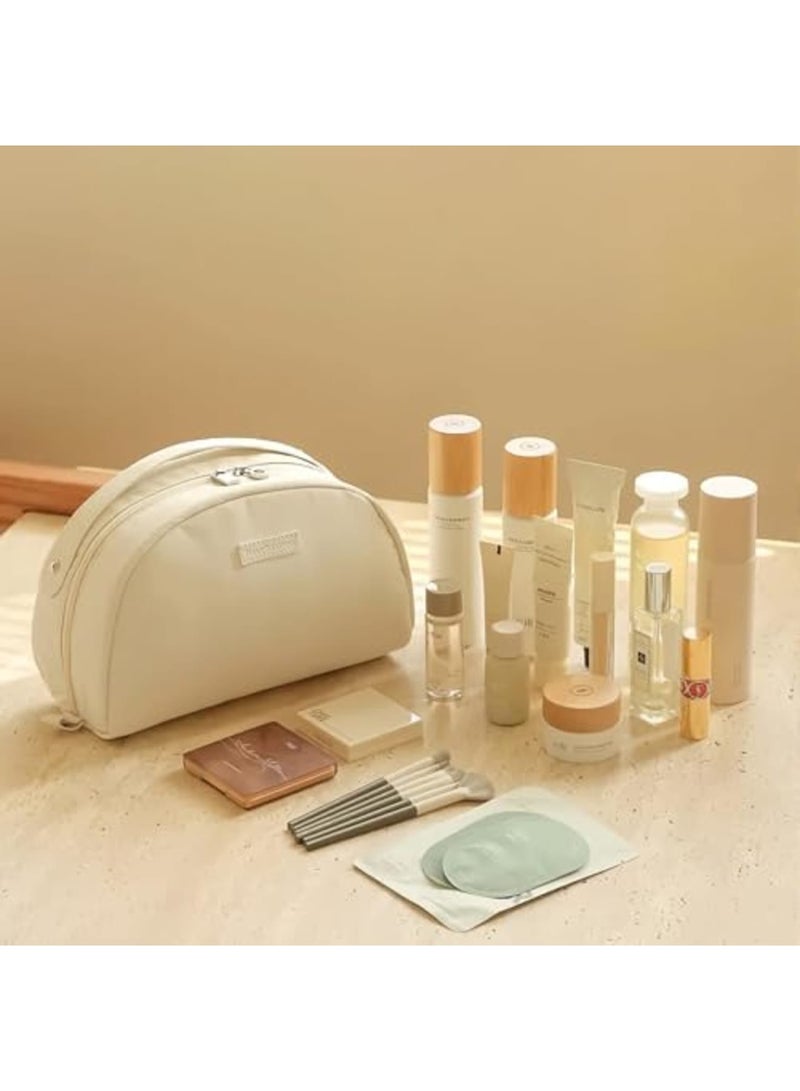 SYOSI Travel Makeup Bag for Women, Large Wet & Dry Cosmetic Organizer with Divider, Waterproof Portable Pouch, Makeup & Toiletry Storage, Foldable & Durable for Home, Outdoor, and Travel Use (White) - Image 5