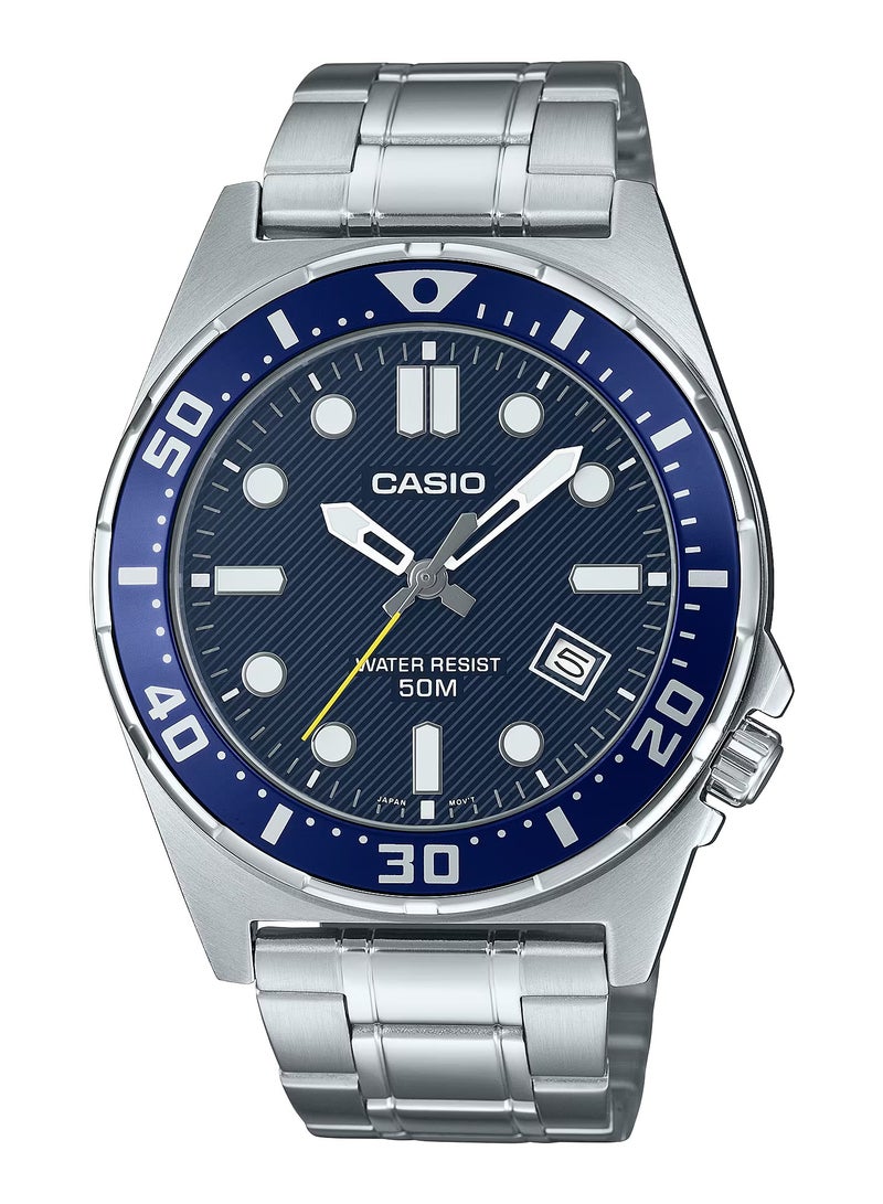 CASIO Standard Analog Stainless Steel Band Blue Dial Men's Watch MTD-135D-2AV