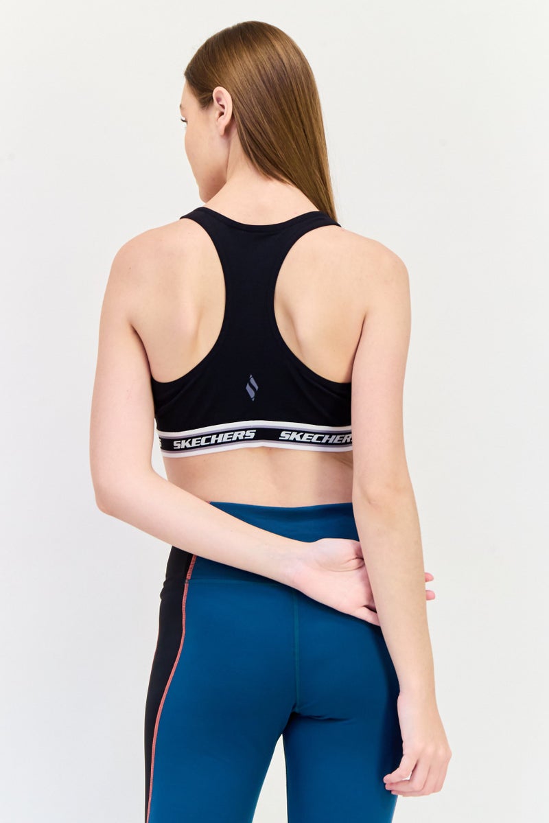 SKECHERS Women Brand Logo Padded Sports Bra, Black - Image 4