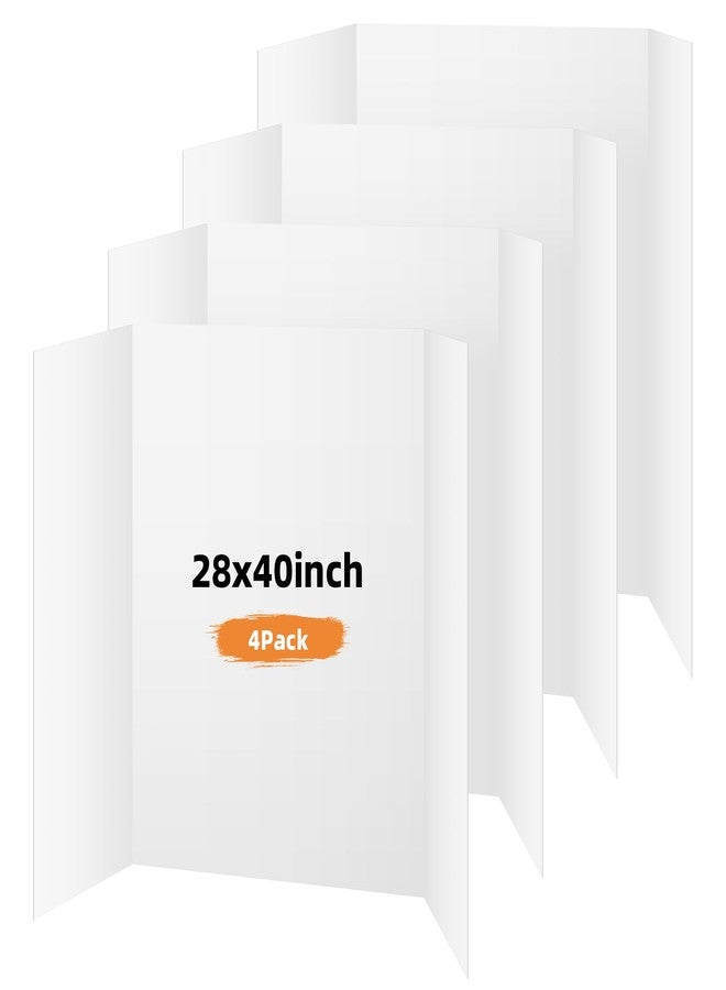 Somime 4 Pack Trifold Poster Board, 28x40 Inches White Presentation Board, Portable Display Board for Science Fair, School DIY Project and Business Exhibitions - Image 1