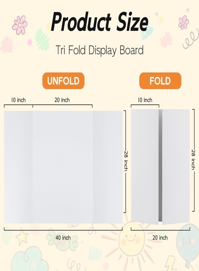 Somime 4 Pack Trifold Poster Board, 28x40 Inches White Presentation Board, Portable Display Board for Science Fair, School DIY Project and Business Exhibitions - Image 2