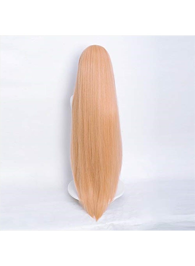LABEAUTÉ Orange Power Cosplay Wig + Horns for Csm Anime Long Straight Halloween Party Hair Wig with Free Cap - Image 2