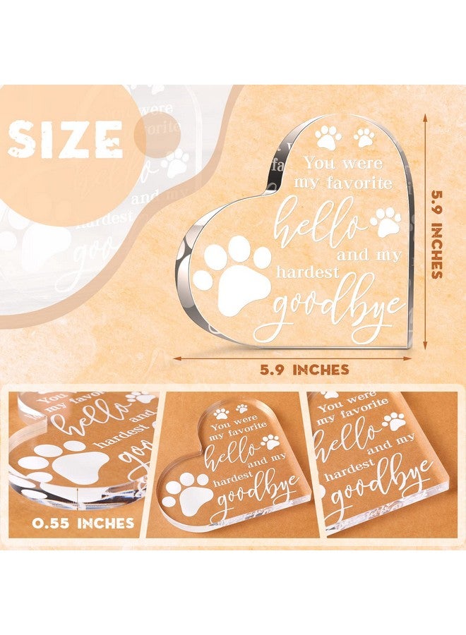 Chunful Chunful PET Memorial Gift Dog Sympathy Gift for Loss Bereavement Crystal Acrylic Heart Decor Remembrance Cat Memorial Crystal Acrylic Heart Condolence for Loss of Loved One  - Image 3