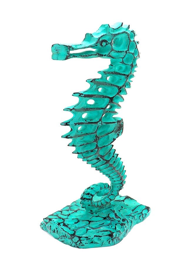 Two Moustaches 16 Inches Standing Sea Horse Design Showpiece Figurine, Teal, Aqua Blue, Standard, Pack of 1 - Image 2