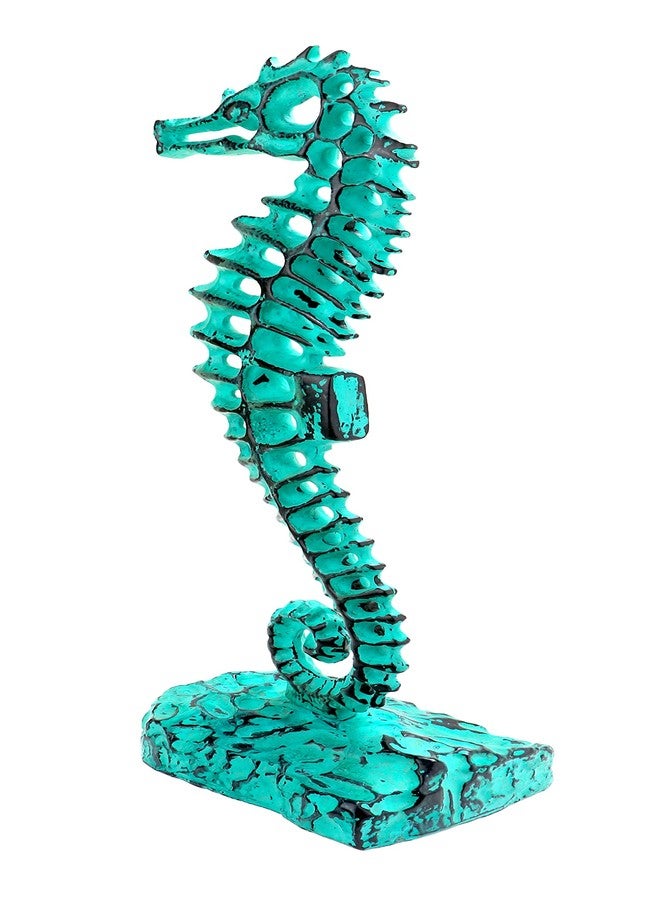 Two Moustaches 16 Inches Standing Sea Horse Design Showpiece Figurine, Teal, Aqua Blue, Standard, Pack of 1 - Image 3