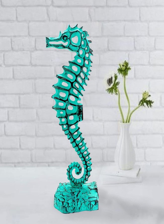 Two Moustaches 16 Inches Standing Sea Horse Design Showpiece Figurine, Teal, Aqua Blue, Standard, Pack of 1 - Image 5