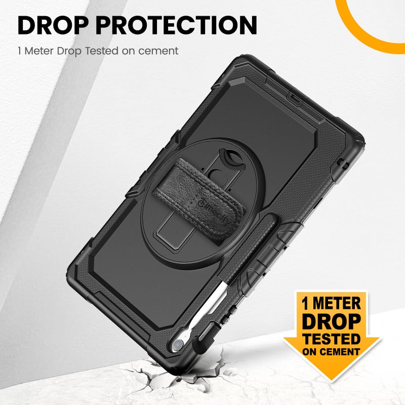 Timecity Case for Samsung Galaxy Tab S10 FE+/ S10 FE Plus 5G 2025 Protective 13.1 inch Tablet, Shockproof Heavy Duty Cover with S Pen Holder, Kickstand, Screen Protector, Hand & Shoulder Strap, Black - Image 5