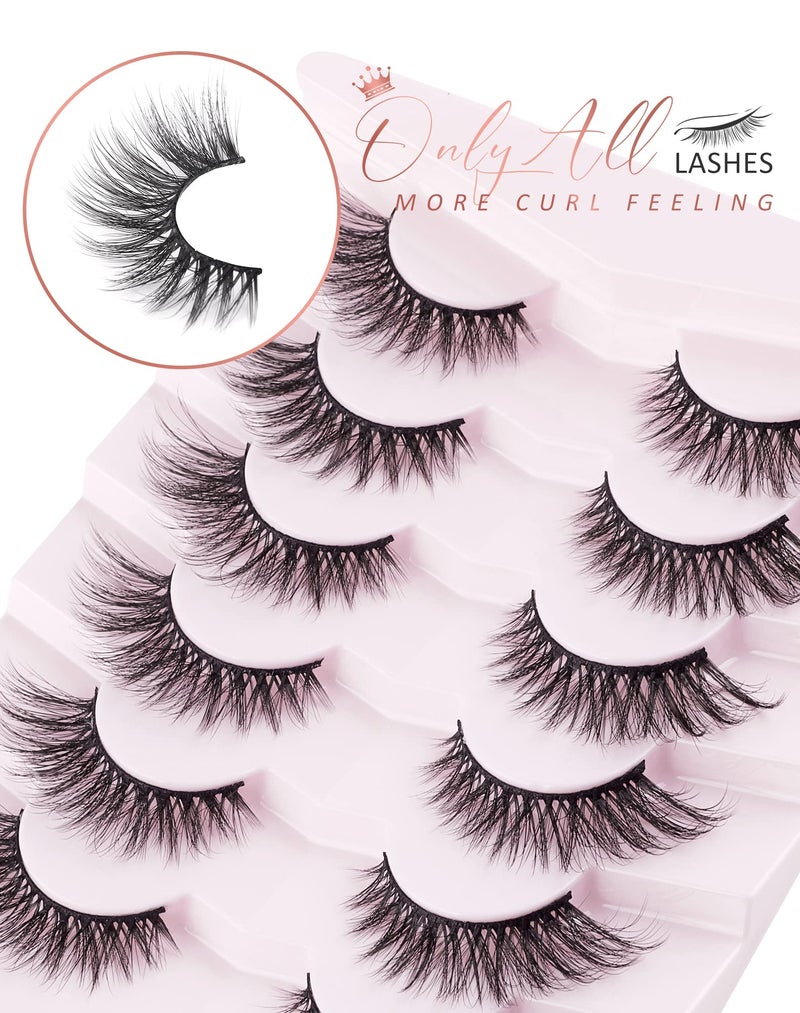Onlyall Cat Eye Lashes Mink Lashes Fluffy Eyelashes Cat Eye False Lashes Fox Eye Lashes 7 Pairs F02 - Image 4