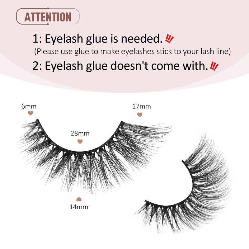 Onlyall Cat Eye Lashes Mink Lashes Fluffy Eyelashes Cat Eye False Lashes Fox Eye Lashes 7 Pairs F02 - Image 2