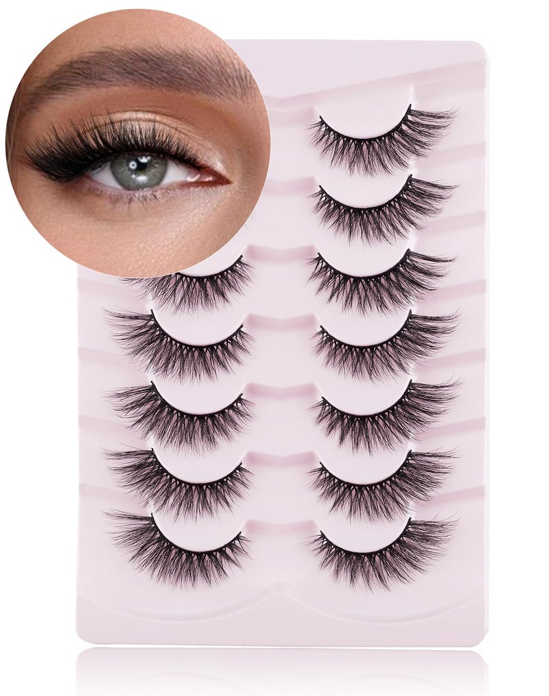 Onlyall Cat Eye Lashes Mink Lashes Fluffy Eyelashes Cat Eye False Lashes Fox Eye Lashes 7 Pairs F02 - Image 1