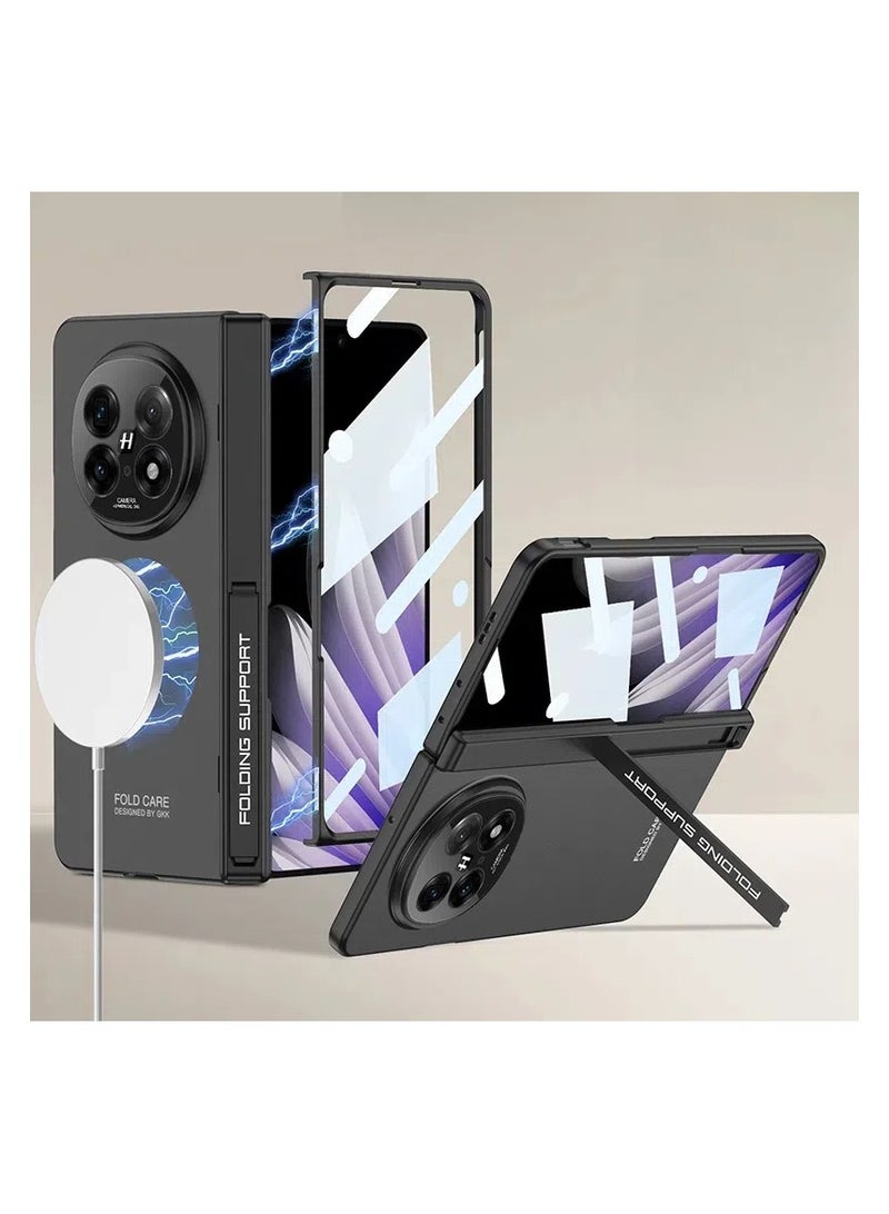 غطاء OPPO Find N5 الشامل مع فيلم، غطاء قوي بكامل المواصفات مع مفصل MagSafe وحامل بتصميم فاخر خفيف لجهاز OPPO Find N5، بتصميم مضاد للسقوط.