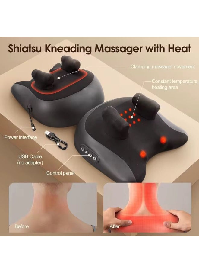 MOCOM Electric Neck & Shoulder Massager with Heat | Deep Tissue Shiatsu Kneading for Pain Relief | Portable, Wireless & Rechargeable Cervical Traction Pillow for Full Body Relaxation | Simulate Human Hand Grasping & Pressing | 2 Heat Levels | Acupoint Coverage | Ultra-Quiet | Perfect Gift for Neck Pain, Muscle Soreness, Stress Relief  - Image 3