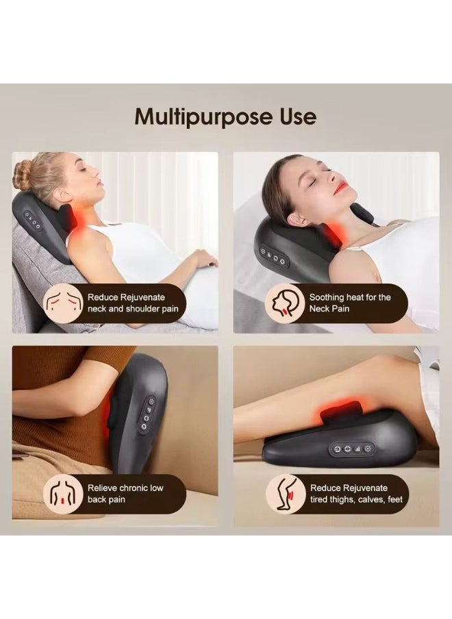 MOCOM Electric Neck & Shoulder Massager with Heat | Deep Tissue Shiatsu Kneading for Pain Relief | Portable, Wireless & Rechargeable Cervical Traction Pillow for Full Body Relaxation | Simulate Human Hand Grasping & Pressing | 2 Heat Levels | Acupoint Coverage | Ultra-Quiet | Perfect Gift for Neck Pain, Muscle Soreness, Stress Relief  - Image 2