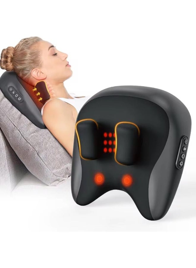 MOCOM Electric Neck & Shoulder Massager with Heat | Deep Tissue Shiatsu Kneading for Pain Relief | Portable, Wireless & Rechargeable Cervical Traction Pillow for Full Body Relaxation | Simulate Human Hand Grasping & Pressing | 2 Heat Levels | Acupoint Coverage | Ultra-Quiet | Perfect Gift for Neck Pain, Muscle Soreness, Stress Relief  - Image 1
