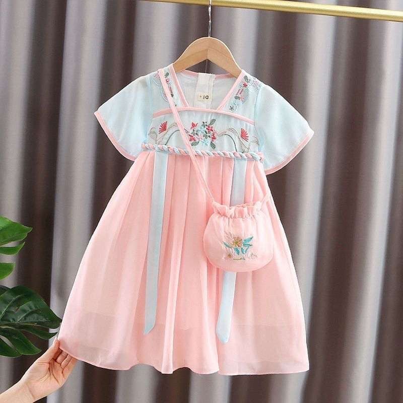 Tulip Gauze Skirt Summer Dress for Girls - Vintage Chinese Style Children's Clothing - Image 2