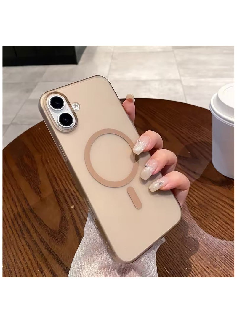 Denx Magnetic Case for iPhone 16 Plus Case, Compatible with MagSafe, Plating Luxury Cover, Matte Soft TPU Shockproof Protective Phone Case, (Desert titanium) - Image 1