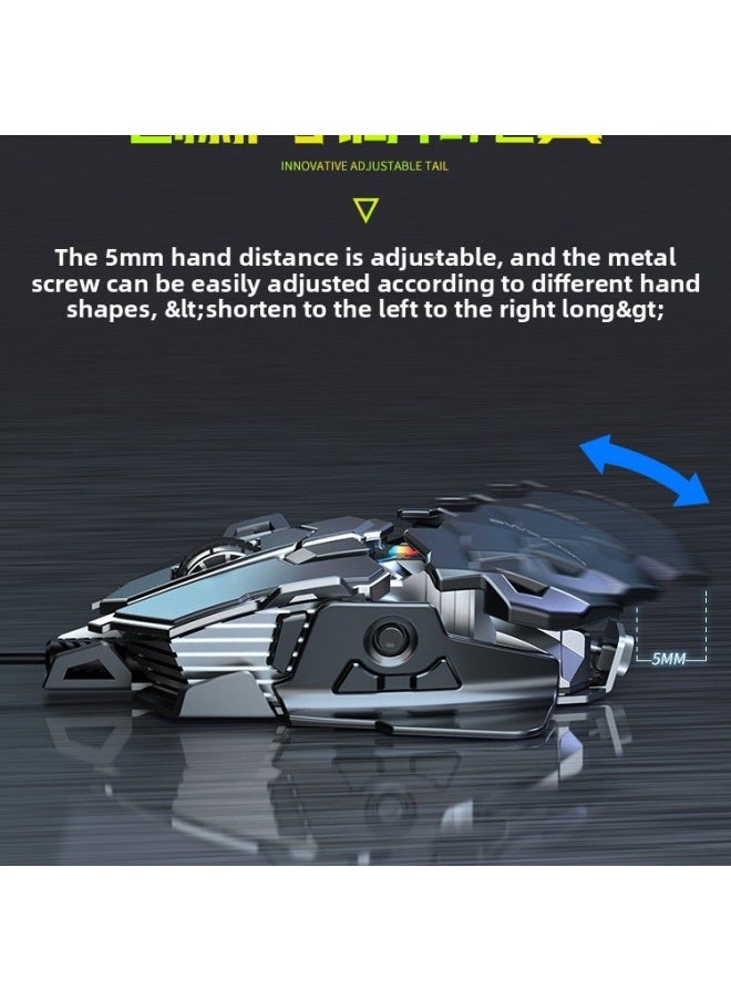 Generic - Metal Walker 500 Special Weight E-sports Mouse Wired Mute Mechanical MK Desktop Computer Macro Front-Color:Titanium Air Gray-audio Version [12800dpi-full-key Macro Programming-adjustable Tail Wing.] - Image 1