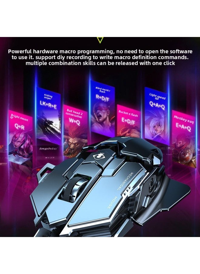Generic - Metal Walker 500 Special Weight E-sports Mouse Wired Mute Mechanical MK Desktop Computer Macro Front-Color:Titanium Air Gray-audio Version [12800dpi-full-key Macro Programming-adjustable Tail Wing.] - Image 1