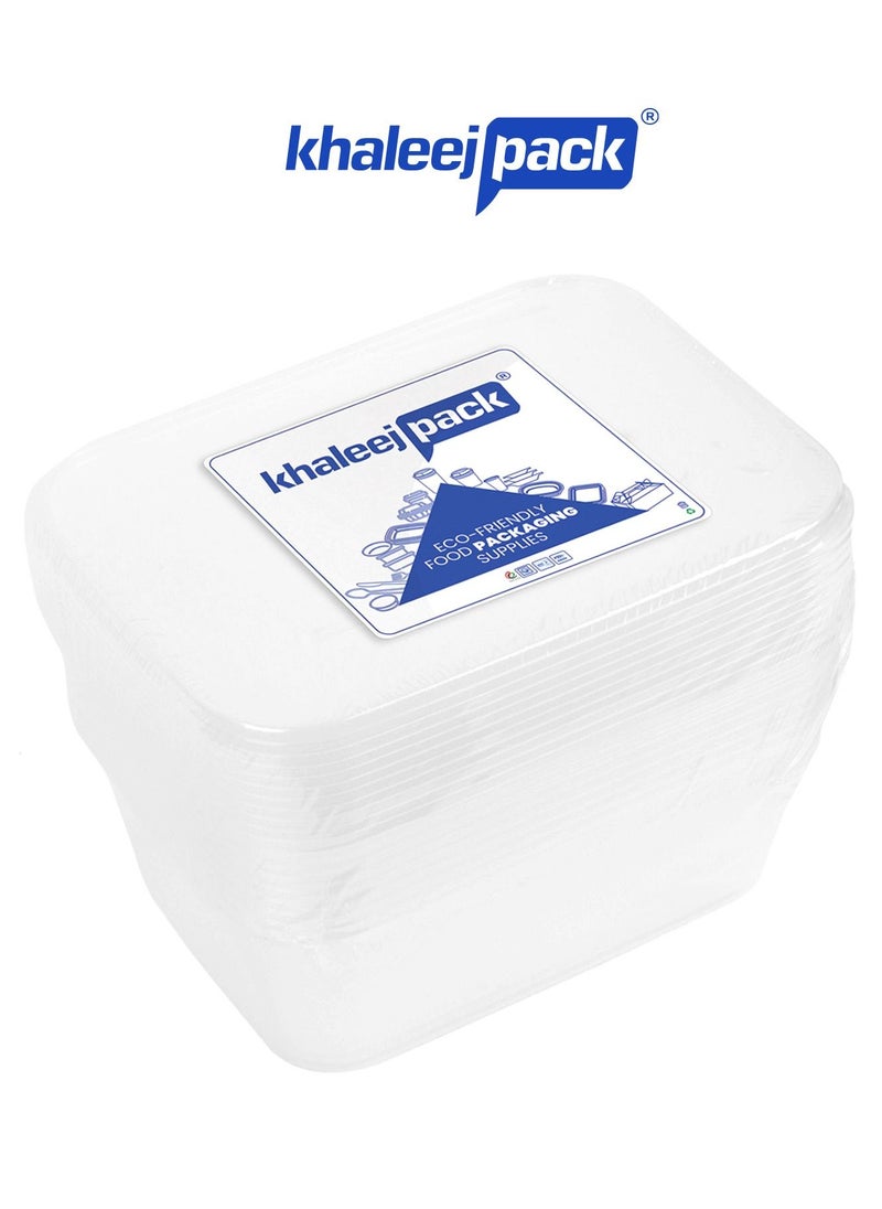 Khaleej Pack - Disposable Container with Lids Bowls for Food – Microwave Plastic Freezer Soup Pint Deli Rectangular Containers 1000ml [25 PCS] Kitchen Containers Storage Box - Image 1