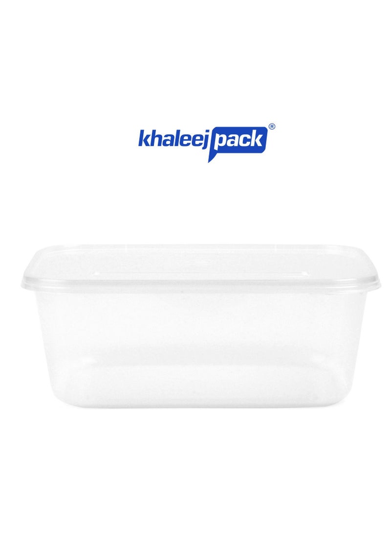 Khaleej Pack - Disposable Container with Lids Bowls for Food – Microwave Plastic Freezer Soup Pint Deli Rectangular Containers 1000ml [25 PCS] Kitchen Containers Storage Box - Image 1