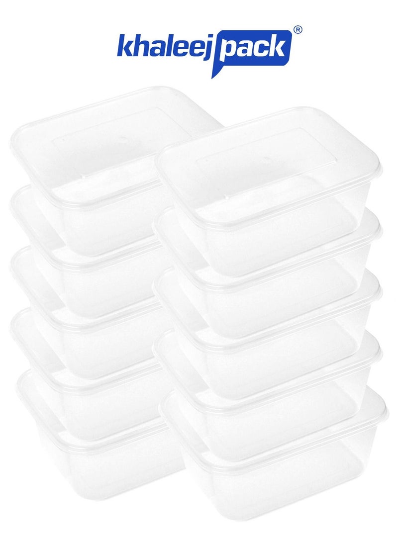 Khaleej Pack - Disposable Container with Lids Bowls for Food – Microwave Plastic Freezer Soup Pint Deli Rectangular Containers 1000ml [25 PCS] Kitchen Containers Storage Box - Image 1